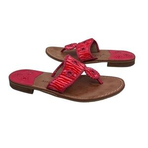 Jack Rogers Flat Pink Red Sandals Size 8 1/2 Women's